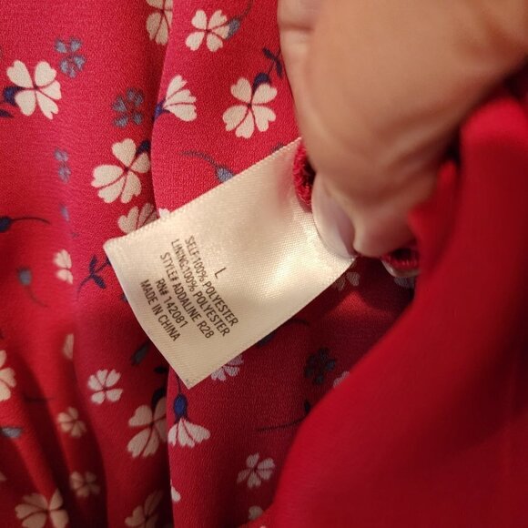 Francescas Mi Ami MINI DRESS Halter Red White Floral Blouson Lightweight Sz L - Picture 7 of 10